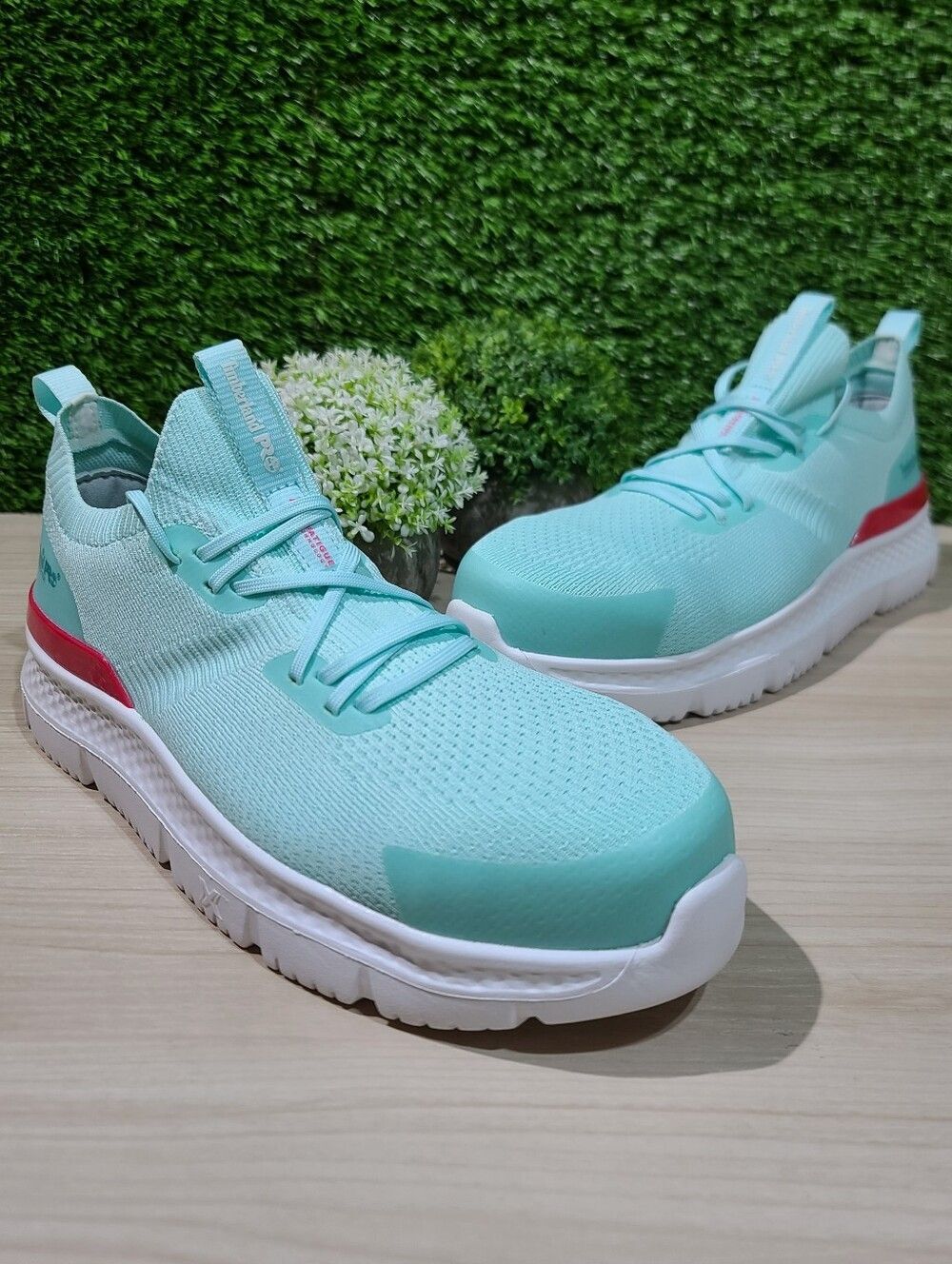 Timberland PRO Setra Knit Composite Safety Toe Sneakers - Seafoam/Red US 9.5 NEW